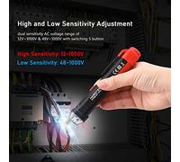 HABOTEST HT90 Detector de voltaje CA sin contacto - Pluma de prueba de voltios inteligente portátil con rango de sensibilidad dual 12 V a 1000 V y 48 V a 1000 V - Probador de mano