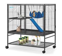 HABUTWAY Jaula grande de metal de 40 pulgadas de alto, jaulas de animales pequeños de 2 niveles, jaula de nación de criaturas para ratas/chinchillas, espacio de barras de 0.5 pulgadas para hurones,