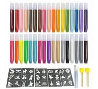 HABVPU 26 colores Juego de cera para velas con herramientas de pintura, con 5 plantillas, 2 pinceles y 2 esponjas, para secar velas pintar diseño de tela madera cerámica