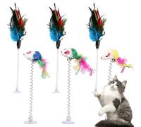 HABVPU 6 Ratones de Juguete para Gatos con Plumas, Ratones de Peluche Interactivos para Gatos y Gatitos, Juguetes para Cazar, Morder y Jugar
