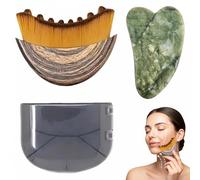 HABVPU Set de 2 Piezas, Cepillo de Masaje Facial y Gua Sha de Jade, Cepillo Suave para Masaje Facial, Accesorios para Cuidado, Masaje de Rostro y Mandíbula
