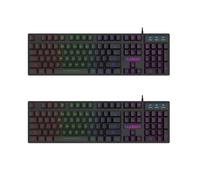HAC24 2X RGB LED Gaming QWERTZ Teclado Negro USB Teclado Iluminado Alemán