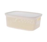 HAC24 Caja de almacenamiento con tapa, 12 L, plástico, con asas, caja organizadora, caja apilable, caja de almacenamiento (beige)