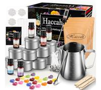 Haccah Kit completo para hacer velas, suministros para hacer velas, kits de arte y manualidades para adultos, principiantes, niños, incluyendo cera, mechas, 6 tipos de aromas, tintes, olla de fusión,