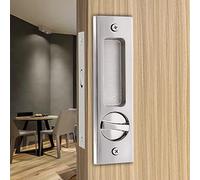 Haccer 6.3 '' Cerraduras de puerta correderas de granero invisibles Manija de puerta cerraduras de puerta de mortaja de puerta de bolsillo interior cerradura de puerta de plata