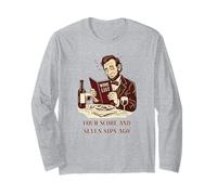 Hace Cuatro partituras y Siete sorbos Funny Abe Lincoln Wine Manga Larga