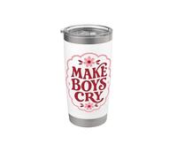 Hacer llorar a los chicos cita sarcástica Humor feminista Retro Vaso térmico de acero inoxidable de doble pared
