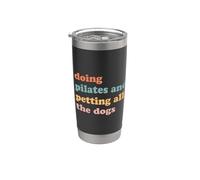 Hacer pilates y acariciar a todos los perros Divertido Entrenamiento Amor Vaso térmico de acero inoxidable de doble pared