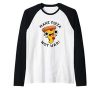 Hacer Pizza no Guerra Divertido Juego de Palabras de Paz Camiseta Manga Raglan