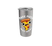Hacer pizza no guerra divertido juego de palabras de paz Vaso térmico de acero inoxidable de doble pared
