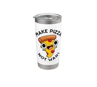 Hacer pizza no guerra divertido juego de palabras de paz Vaso térmico de acero inoxidable de doble pared