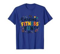 Hacer Que el Fitness Sea Divertido Educación física Cita Motivacional Camiseta, Hombre, Azul Real, XXL