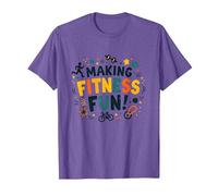 Hacer Que el Fitness Sea Divertido Educación física Cita Motivacional Camiseta, Hombre, Morado Jaspeado, 3XL