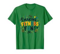 Hacer Que el Fitness Sea Divertido Educación física Cita Motivacional Camiseta, Hombre, Verde Kelly, 3XL