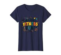 Hacer Que el Fitness Sea Divertido Educación física Cita Motivacional Camiseta, Mujer, Azul Marino, L