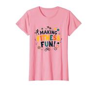 Hacer Que el Fitness Sea Divertido Educación física Cita Motivacional Camiseta, Mujer, Rosado, L