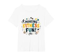 Hacer Que el Fitness Sea Divertido Educación física Cita Motivacional Camiseta, Mujer Tallas Grandes, Blanco, 3XL Grande