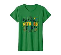 Hacer Que el Fitness Sea Divertido Educación física Cita Motivacional Camiseta, Mujer, Verde Kelly, 3XL