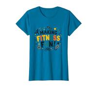 Hacer Que el Fitness Sea Divertido Educación física Cita Motivacional Camiseta, Mujer, Zafiro, 3XL