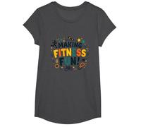 Hacer Que el Fitness Sea Divertido Educación física Cita Motivacional Camiseta, Niñas, Jaspeado Oscuro, Grande