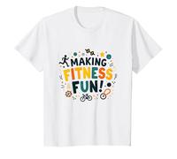 Hacer Que el Fitness Sea Divertido Educación física Cita Motivacional Camiseta, Niños, Blanco, 3 años