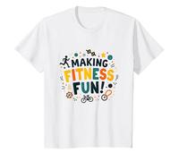 Hacer Que el Fitness Sea Divertido Educación física Cita Motivacional Camiseta, Niños, Blanco, 4 años