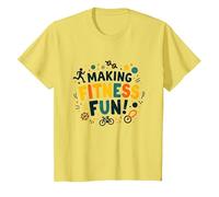 Hacer Que el Fitness Sea Divertido Educación física Cita Motivacional Camiseta, Niños, Limón, 4 años
