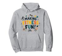 Hacer Que el Fitness Sea Divertido Educación física Cita Motivacional Sudadera con Capucha, Unisex para Adultos, Gris Jaspeado, S