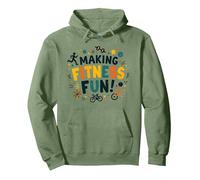 Hacer Que el Fitness Sea Divertido Educación física Cita Motivacional Sudadera con Capucha, Unisex para Adultos, Verde Salvia, M