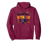 Hacer Que el Fitness Sea Divertido Educación física Cita Motivacional Sudadera con Capucha, Unisex para Adultos, Granate, M