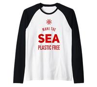 Hacer Que el mar Libre de plástico Protección del océano Planeta Camiseta Manga Raglan
