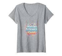 Hacer Que la Ciencia Sea Genial: inspirando a los entusiastas de Stem Camiseta Cuello V, Mujer, Gris Jaspeado, L