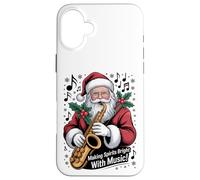 Hacer Que los espíritus brillen con música - Santa Sax Vibes Carcasa para iPhone 16 Plus