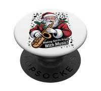 Hacer Que los espíritus brillen con música - Santa Sax Vibes PopSockets PopGrip Adhesivo