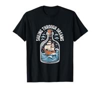 Hacer un barco en una botella NAVEGANDO A TRAVÉS DE SUEÑOS Botella Barco Camiseta