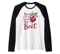 Haces Que mi corazón se salte un Juego de Palabras con Remolacha, Divertido Amante de Las Verduras Camiseta Manga Raglan