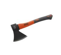 Hacha de fibra de vidrio 600gr, mango ligero y resistente, ideal para corte de madera y uso en actividades al aire libre.