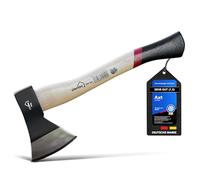 Hacha de Supervivencia Siwitec SH-60 - Madera Con 600 Gramos de Peso en la Cabeza, Mango de Nogal Americano y Hoja de Carbono C45 - Para Partir Madera y Camping