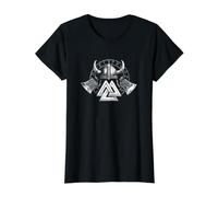 Hachas de Batalla vikingas, Casco y Valknut Camiseta gráfica económica, Mujer, Negro, S