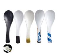 Hachera 5 Piezas Cucharas De Sopa China Creativo, Cucharas Para Sopa De Cerámica, Cuchara Sopera Retro Japonesas, Asiática Cucharas Ramen, Cubertería Para Wonton, Dumpling, Pasta (Estilo 2)