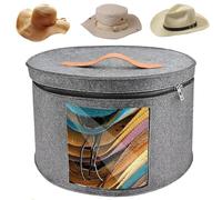 Hachera Caja De Almacenamiento Para Sombrero, Cajas Para Sombreros Con Tapas, Portátil Viaje Sombreros Guardar, Caja Organizadora de Sombreros de Viaje Redonda Plegable(Gris Medio)