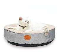HACHIKITTY Cama redonda lavable con forma de dona, camas para gatos de interior, tamaño mediano, cama para gatos pequeños, lavable a máquina
