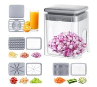 Hachoir à Oignons - Outil de Cuisine Multifonctionnel Manuel 4-en-1 avec Récipient - Trancheur Coupe-Légumes - pour la Pâtisserie Maison, le Camping, les Fêtes, Burgers, Oignon, Carotte, Tomate