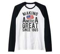 Haciendo Grande a Estados Unidos Desde 1965 61 años Hombres Mujeres Camiseta Manga Raglan