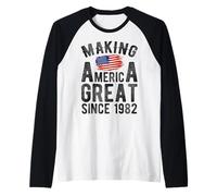 Haciendo Grande a Estados Unidos Desde 1982 44 años Hombres Mujeres Camiseta Manga Raglan