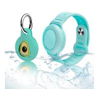 Hacintre Impermeables para Pulsera Airtag, Ajustables para Apple Air Tag Holder, Funda de Correa de Rastreador GPS Antipérdida de Silicona (Verde 2)