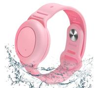 Hacintre Impermeables para Pulsera Airtag, Ajustables para Apple Air Tag Holder, Funda de Correa de Rastreador GPS Antipérdida de Silicona (Rosa)