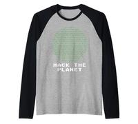 Hack The Planet Código binario Hacking Codification Hacker Camiseta Manga Raglan