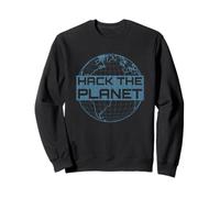 Hack the Planet - Diseño de globo azul para hackers informáticos Sudadera