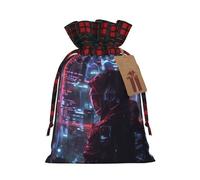 Hacker Era - Bolsas de regalo de arpillera de Navidad con cordones de ajuste, bolsas de almacenamiento para fiestas